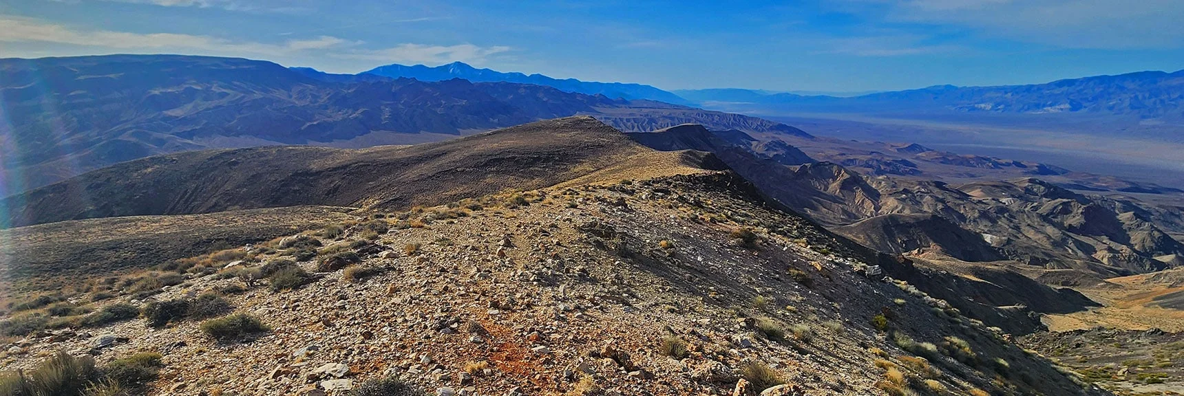Higher View Back Across Crescent Ridgeline. Telescope Peak Seen on Distant Horizon. | CIA Plane Crash in 1952 | Panamint Mountains | Death Valley, CA