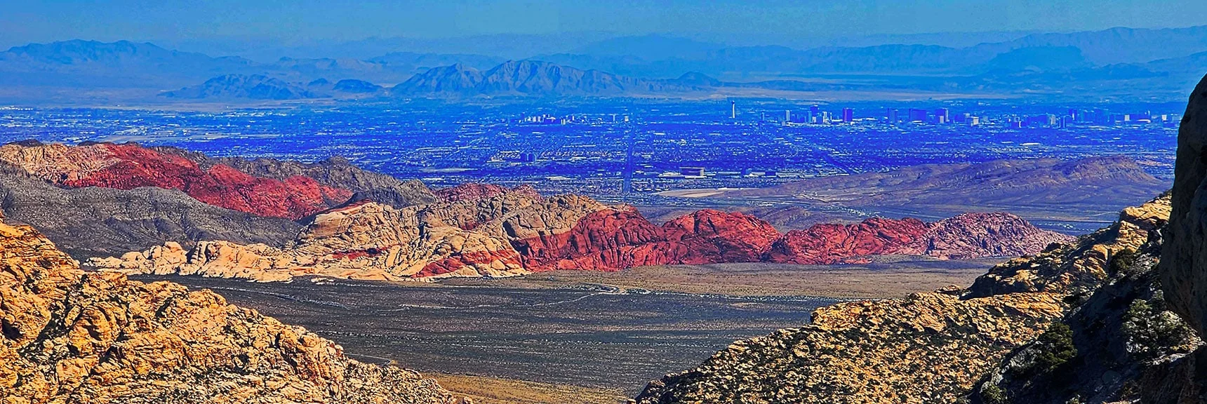 Red Rock Canyon, Calico Hills & Vegas Valley East of Wilson Ridgeline | Switchback Spring Loops Intro | La Madre Mountains Wilderness, Nevada