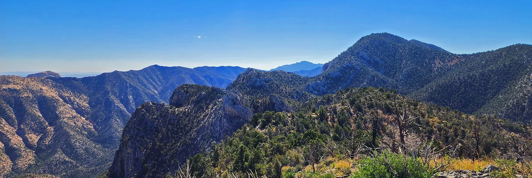 Prominent on South Loop are Tio Grande & Red Rock Summit Peaks | Switchback Spring Loops Intro | La Madre Mountains Wilderness, Nevada