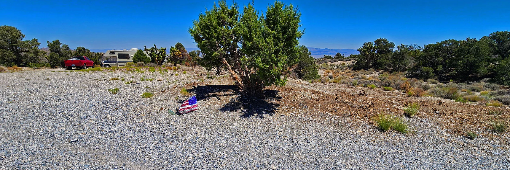 This American Flag Stone Marks Where Trail Emerges on Blue Tree Rd. | Rocky Gorge Loop Trail | Sawmill Trailhead Area | Lee Canyon, Nevada