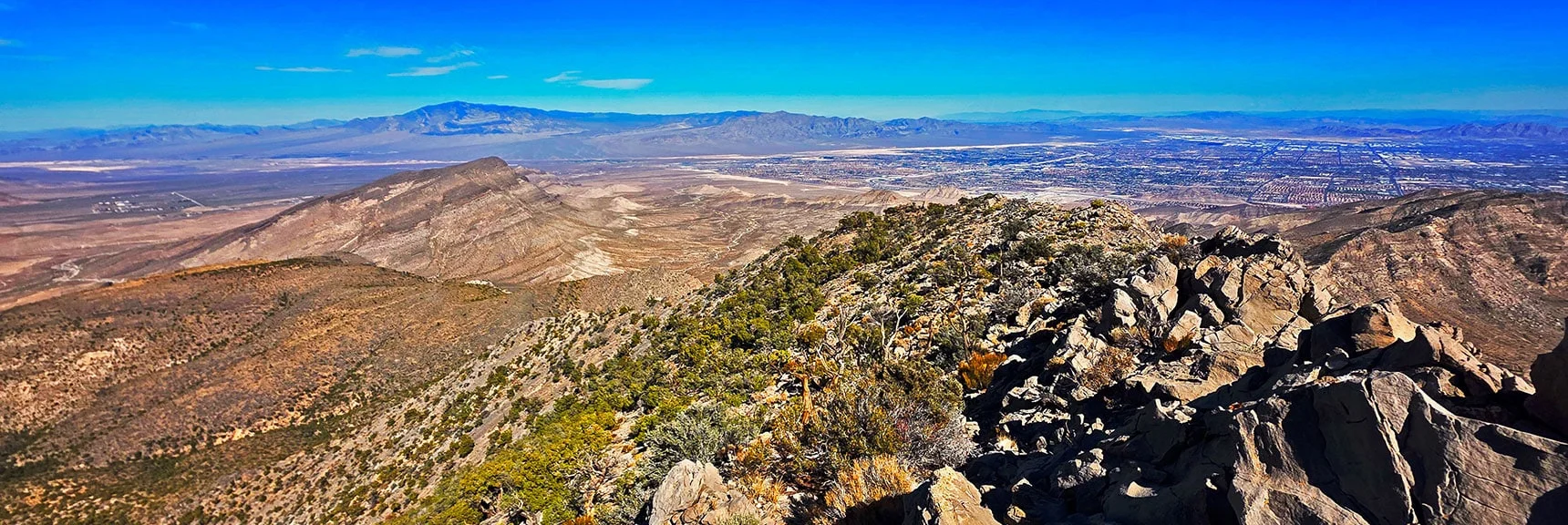 Peak 6080, Sheep Range, Gass Peak & Las Vegas Metro Area Below | East La Madre Peak | La Madre Mountains Wilderness, Nevada