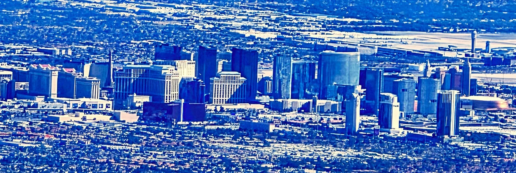 Vegas Strip Further Enlarged, Viewed from East La Madre Peak | East La Madre Peak | La Madre Mountains Wilderness, Nevada