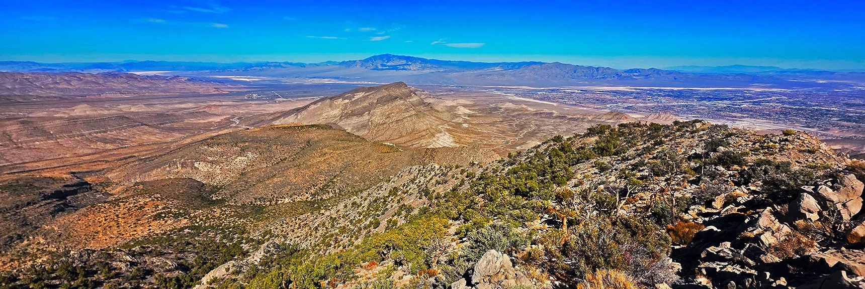 View Back Down Approach Ridgeline, Easy to Traverse | East La Madre Peak | La Madre Mountains Wilderness, Nevada