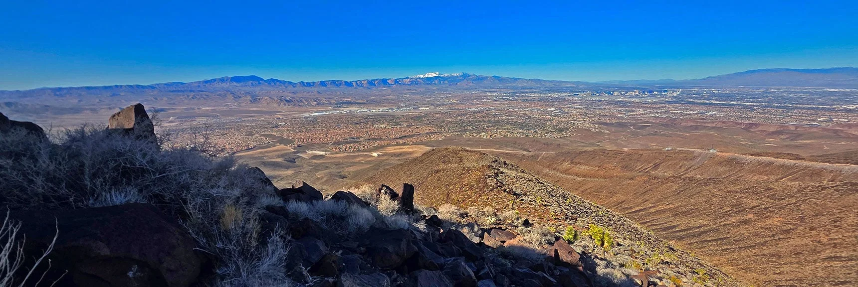 Final Loop Stretch Begins Down North Approach Ridge. | Black Mountain North Loop | McCullough Hills | Sloan Canyon National Conservation Area, Nevada
