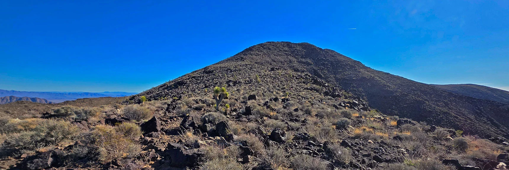 View Back Up Descent Ridgeline To Black Mt. Summit. | Black Mountain North Loop | McCullough Hills | Sloan Canyon National Conservation Area, Nevada
