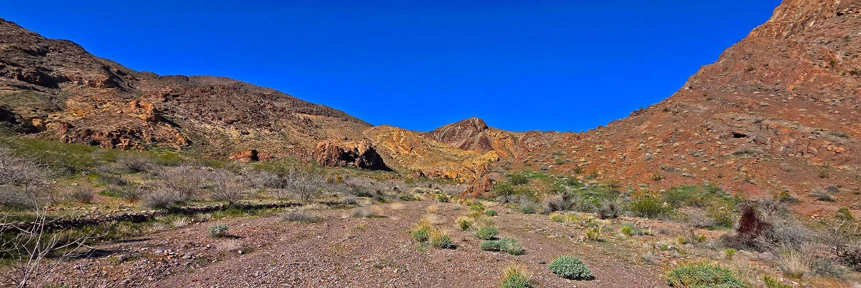 View Back Up Lonesome Wash from SE End of Overlook Mesa. | Lonesome Wash Upper Entrance | Eldorado Wilderness, Nevada