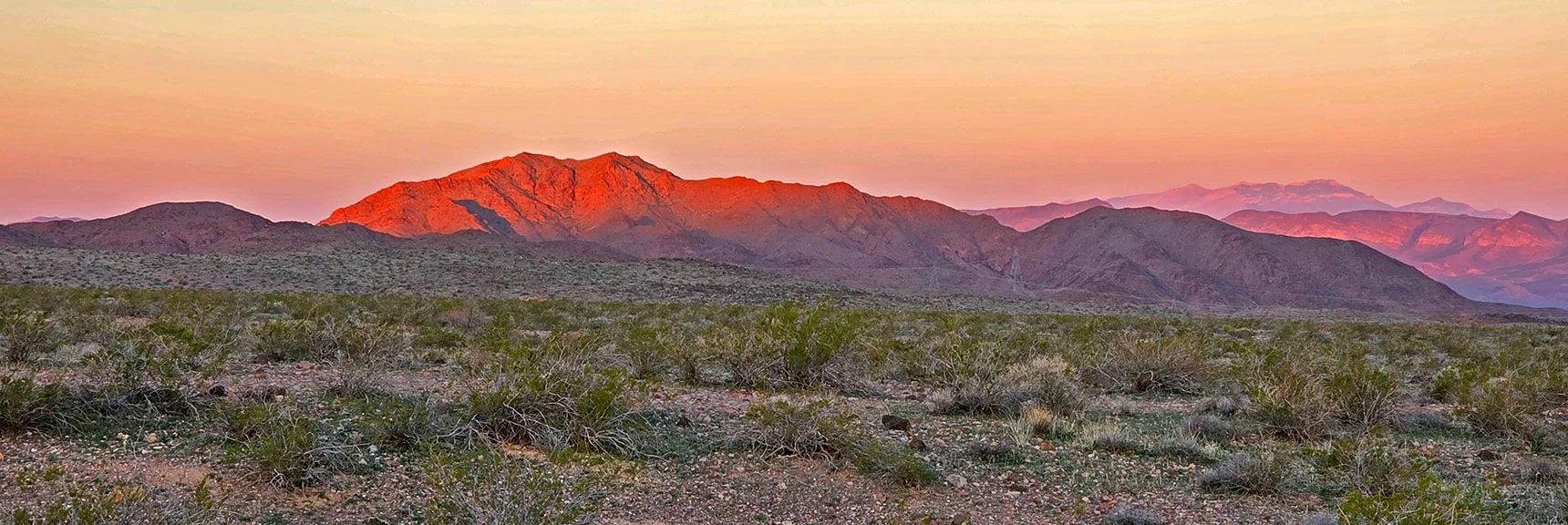 South McCullough Wilderness (faint right); Nelson Hills (foreground). | Lonesome Wash Upper Entrance | Eldorado Wilderness, Nevada