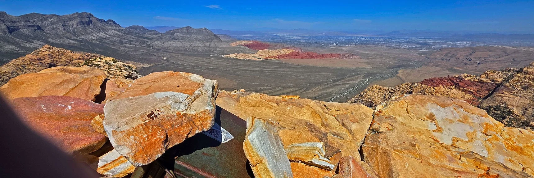 Blue Diamond Hill (R), Red Rock Canyon (Middle), Indecision Peak (L). | Monument Peak Summit | Rainbow Mountain Wilderness, Nevada