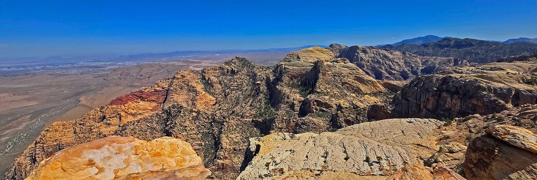 Blue Diamond Hill (R), Red Rock Canyon (Middle), Indecision Peak (L). | Monument Peak Summit | Rainbow Mountain Wilderness, Nevada