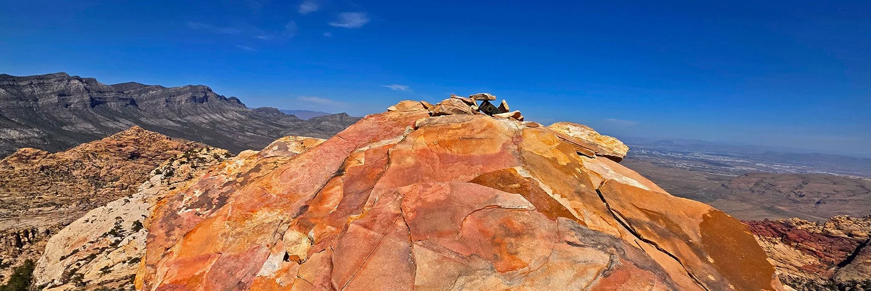 Blue Diamond Hill (R), Red Rock Canyon (Middle), Indecision Peak (L). | Monument Peak Summit | Rainbow Mountain Wilderness, Nevada