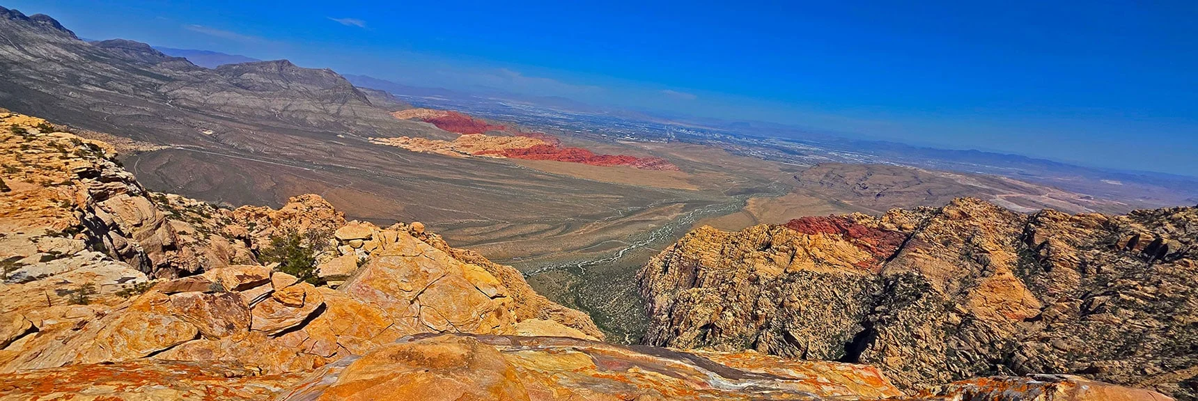 Blue Diamond Hill (R), Red Rock Canyon (Middle), Indecision Peak (L). | Monument Peak Summit | Rainbow Mountain Wilderness, Nevada
