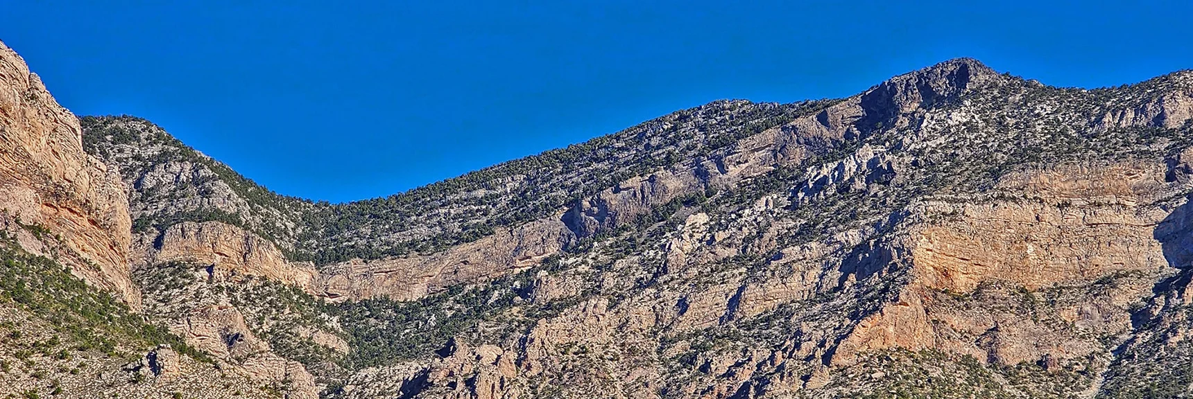 Blue Diamond Hill (R), Red Rock Canyon (Middle), Indecision Peak (L). | Monument Peak Summit | Rainbow Mountain Wilderness, Nevada