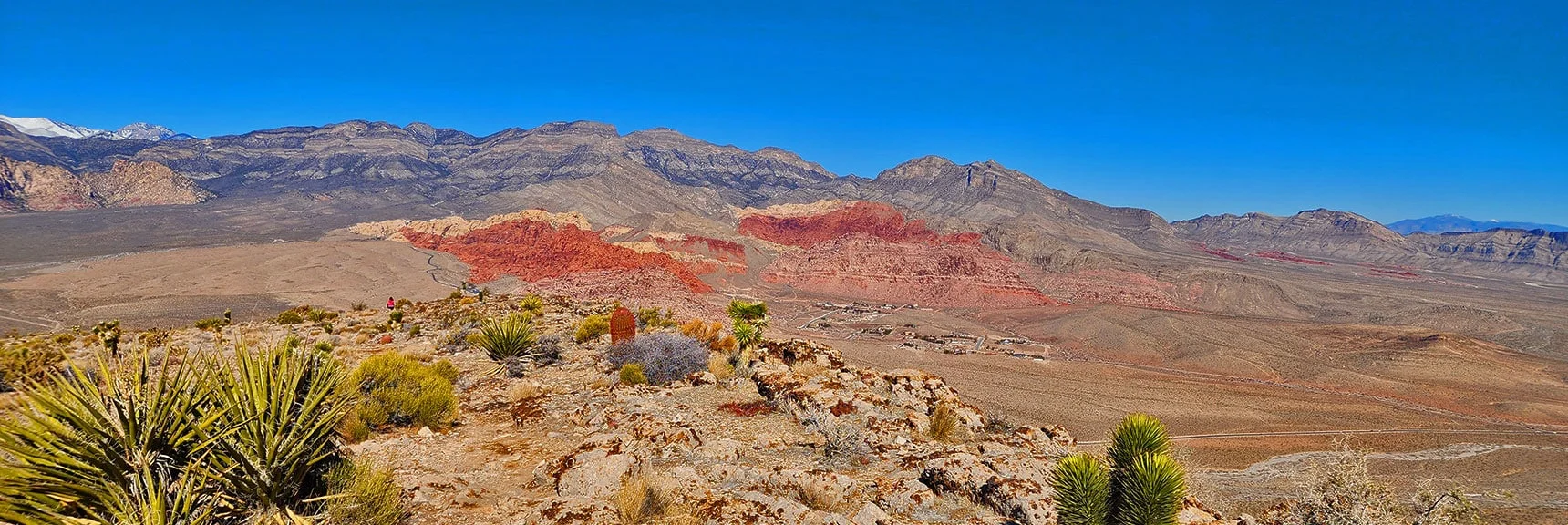 Blue Diamond Hill (R), Red Rock Canyon (Middle), Indecision Peak (L). | Monument Peak Summit | Rainbow Mountain Wilderness, Nevada