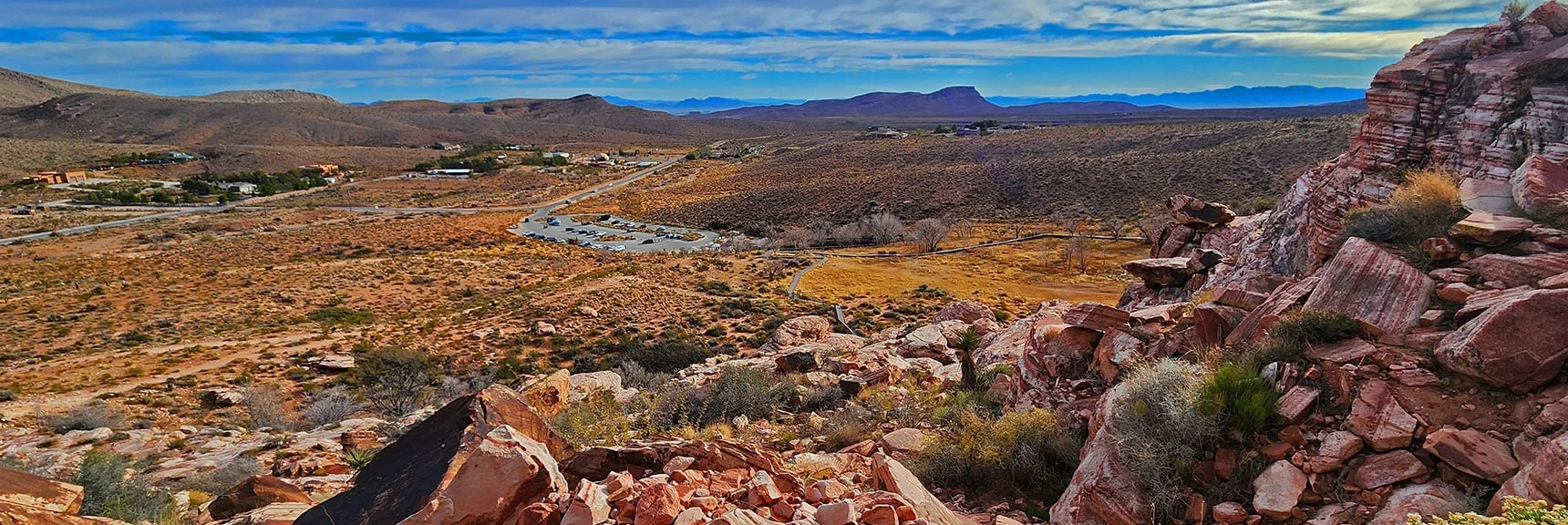 Red Spring Desert Oasis from Beginning of Cliff Line. | Grand Staircase | Calico Basin, Nevada